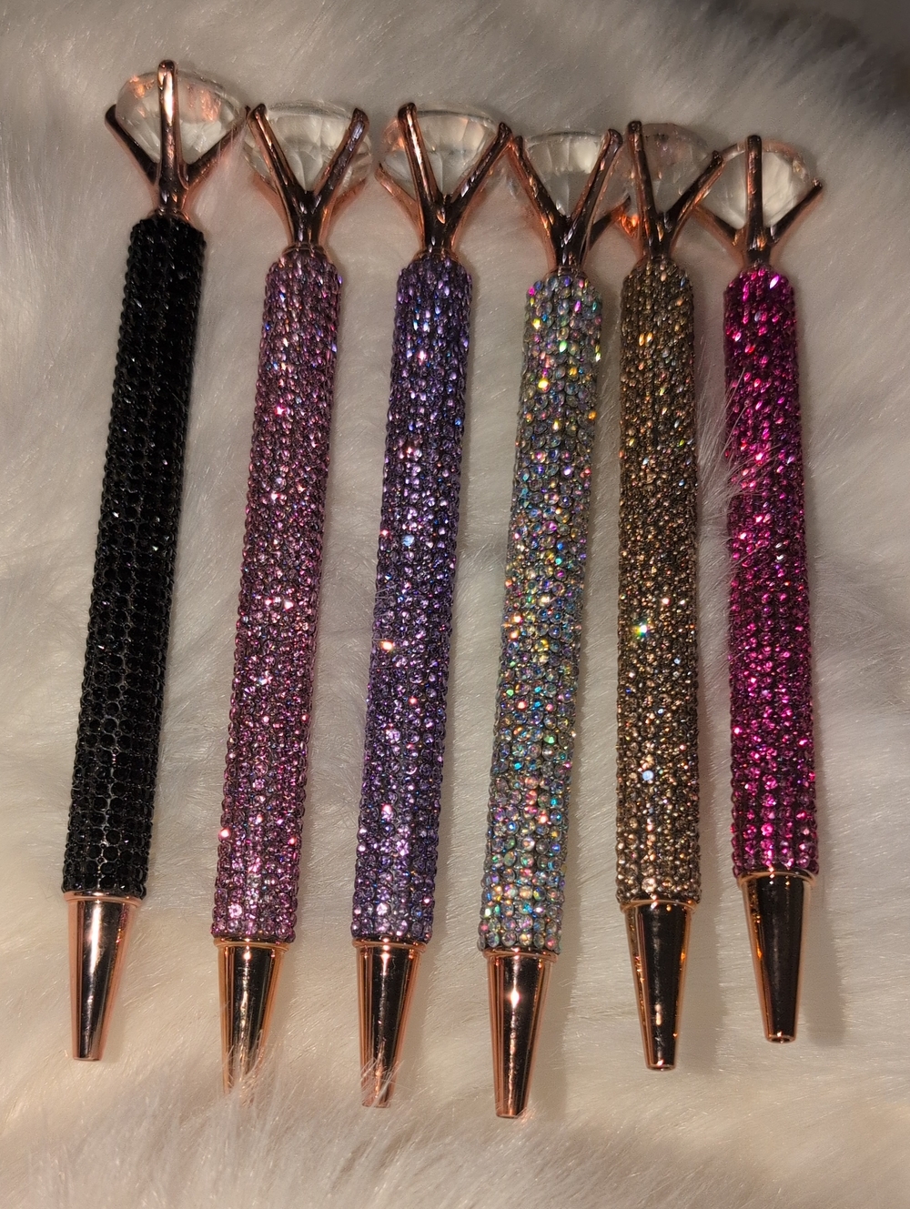Crystal Glitter Ballpoint Pen - Black, Lt Pink, Purple, Crystal, Rose Gold, Pink